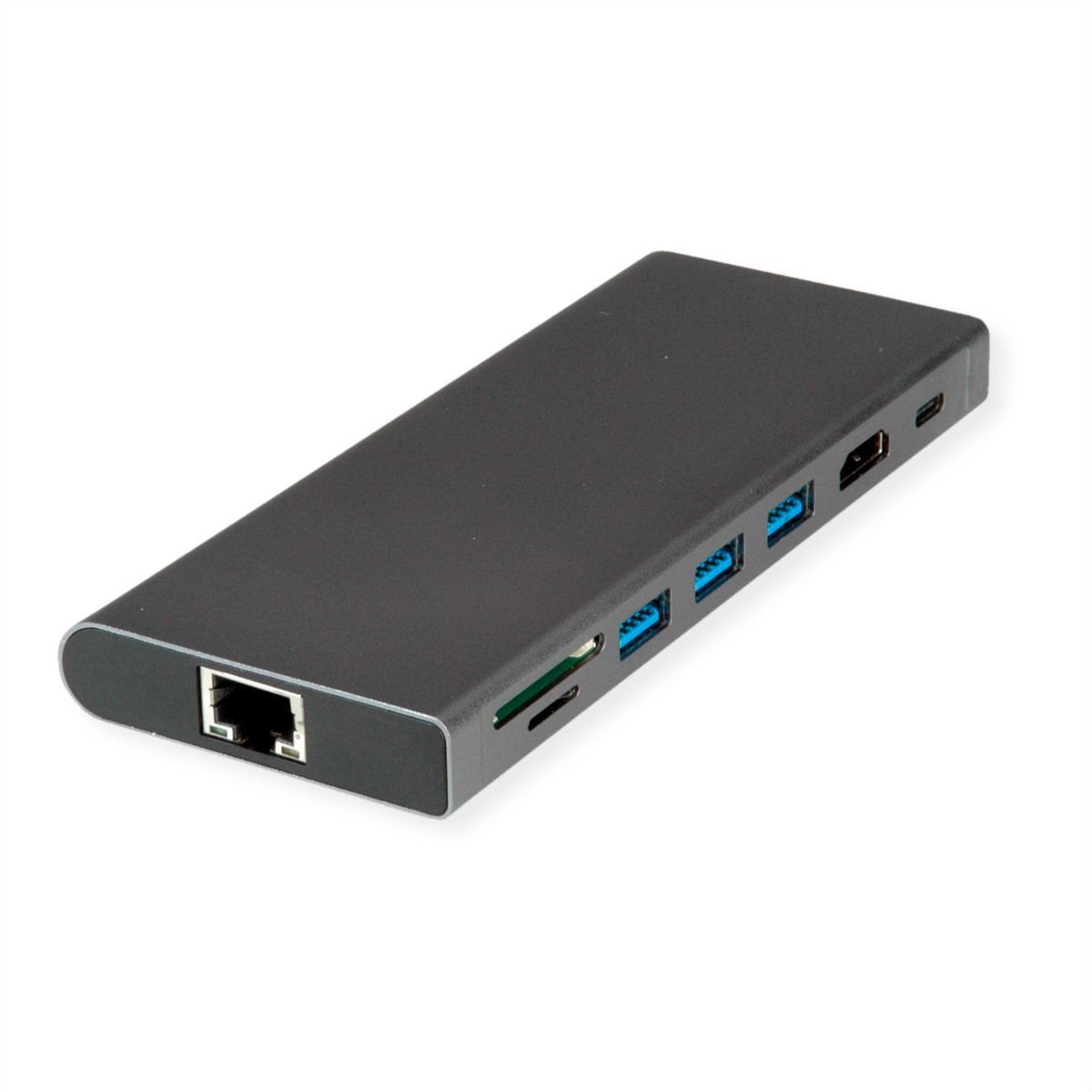 VALUE Station d'accueil USB type C, HDMI 4K60, 4x US3.2Gen1 (1x C + 3x A), 1x PD, 1x SD/TF, 1x RJ45, 1x 3.5mm