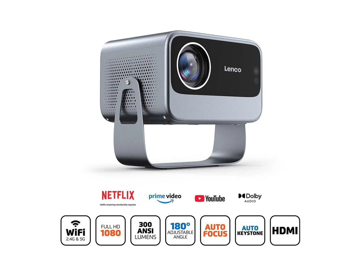 Lenco LPJ-960SI Full HD 1080p LCD-Projektor mit WLAN, , Silber