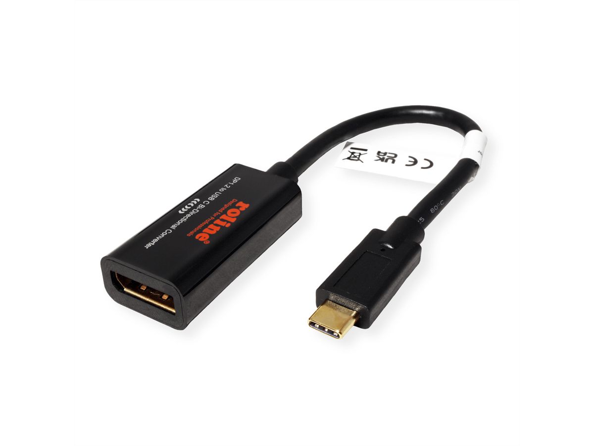ROLINE Câble adaptateur USB-C - DisplayPort, v1.2, M/F, bidirectionnel, 0,2 m