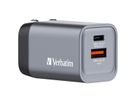 Verbatim GaN 2 Port Charger 35W, 1x USB-C, 1x USB-A, EU+UK Adapter