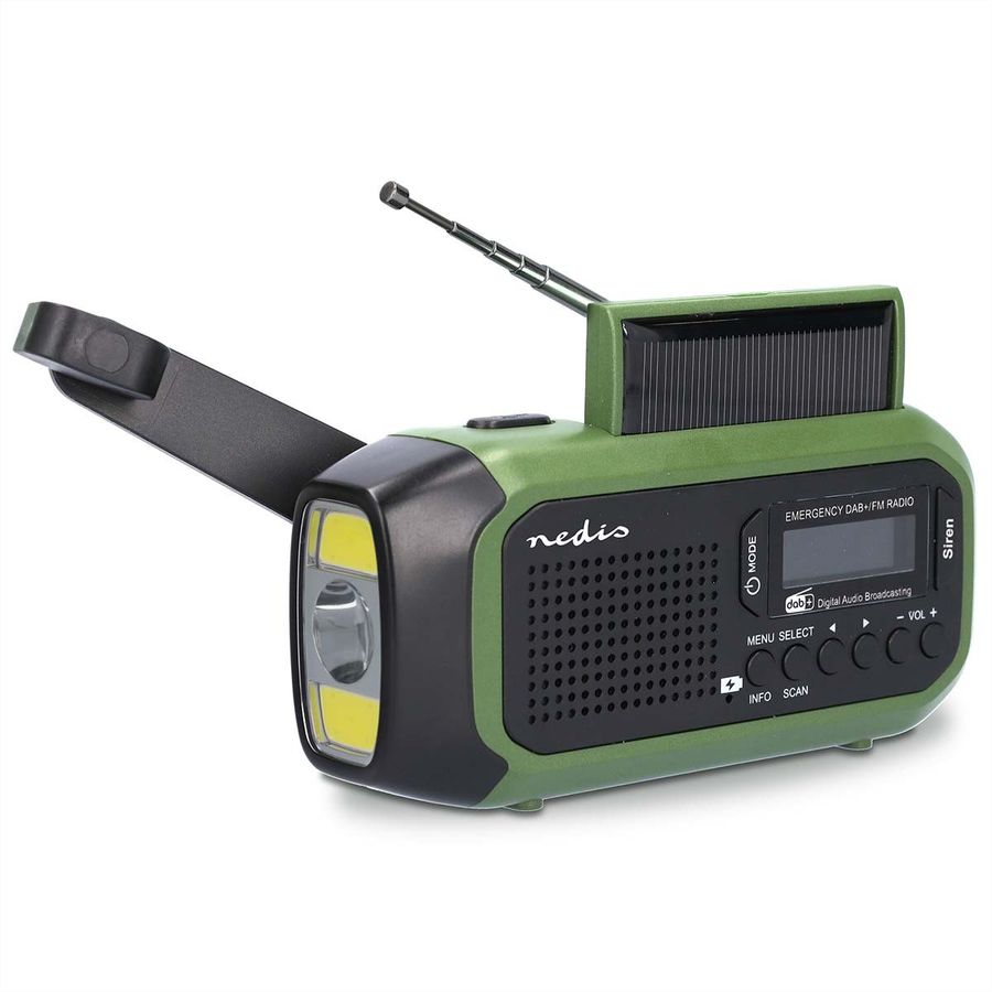 Nedis radio d'urgence DAB+/FM vert/noir, Alimentation solaire