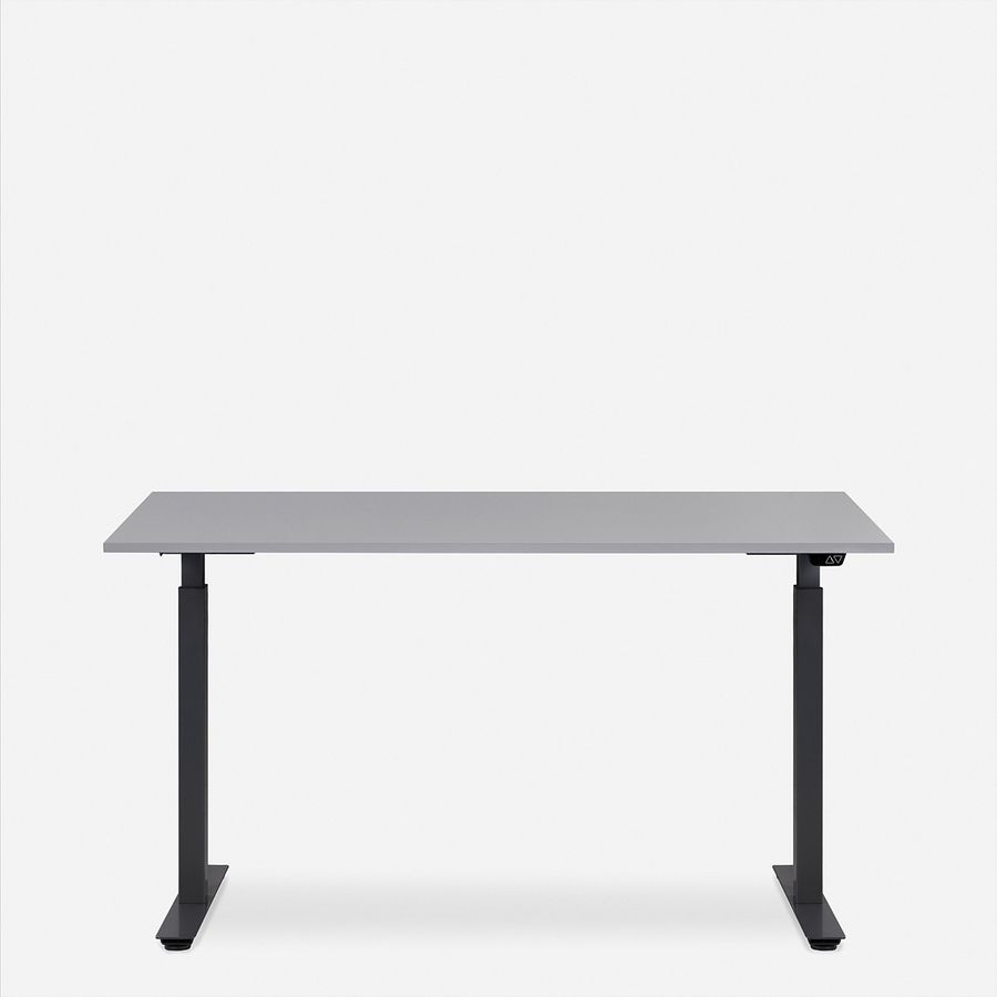 WRK21 Schreibtisch Smart 100 x 60 cm, Höhenverstellbar, Grau Uni / Schwarz