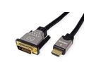 ROLINE Monitorkabel DVI (24+1) - HDMI, ST/ST, schwarz / silber, 10 m