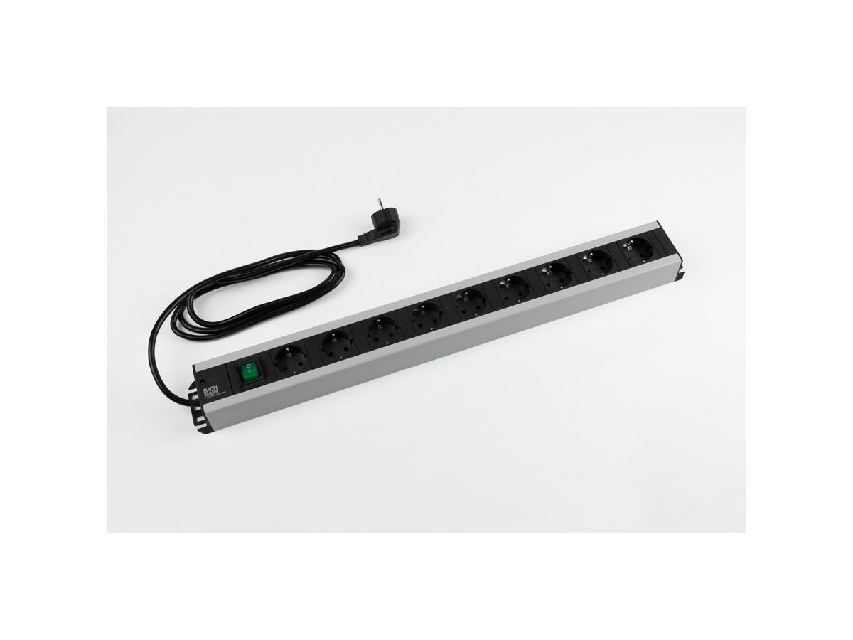 BACHMANN Multiprise 9x contact de protection, interrupteur, 2 m