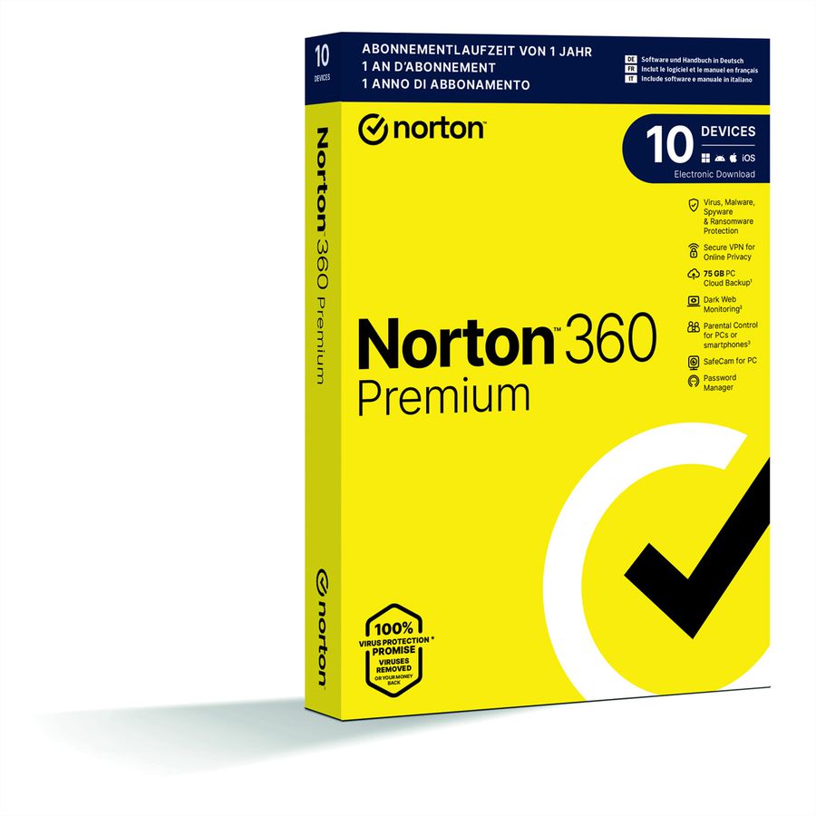 Norton Security 360 Premium 1 User, 75GB, 10 PC