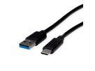 ROLINE RM USB 3.2 Gen 1 Kabel, USB A-C, ST/ST, schwarz, 0,5 m