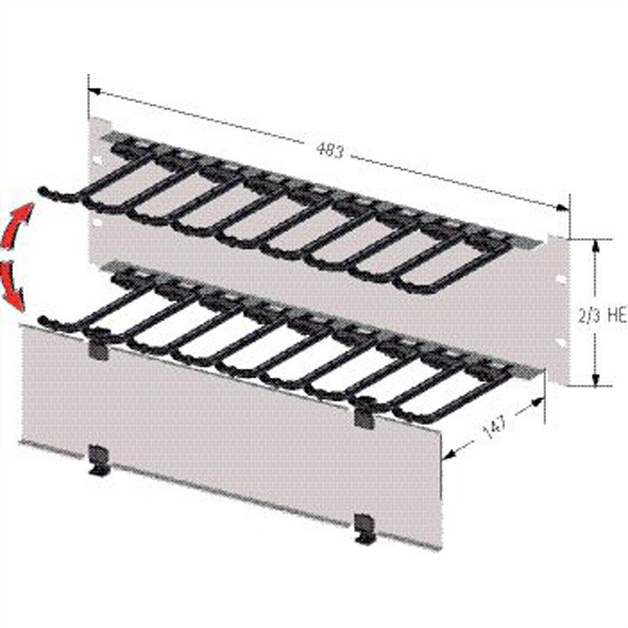 APRANET Passe-câbles 19" avec capot amovible, 2 UH