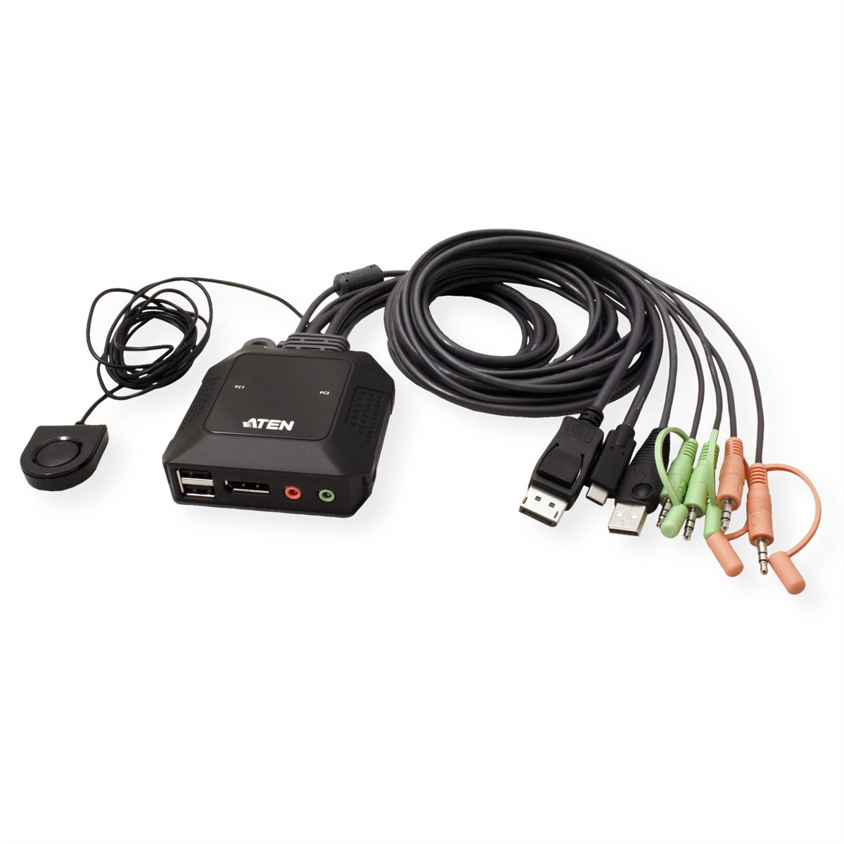 ATEN CS52DP 2-Port USB-C DP Hybrid Kabel KVM Switch