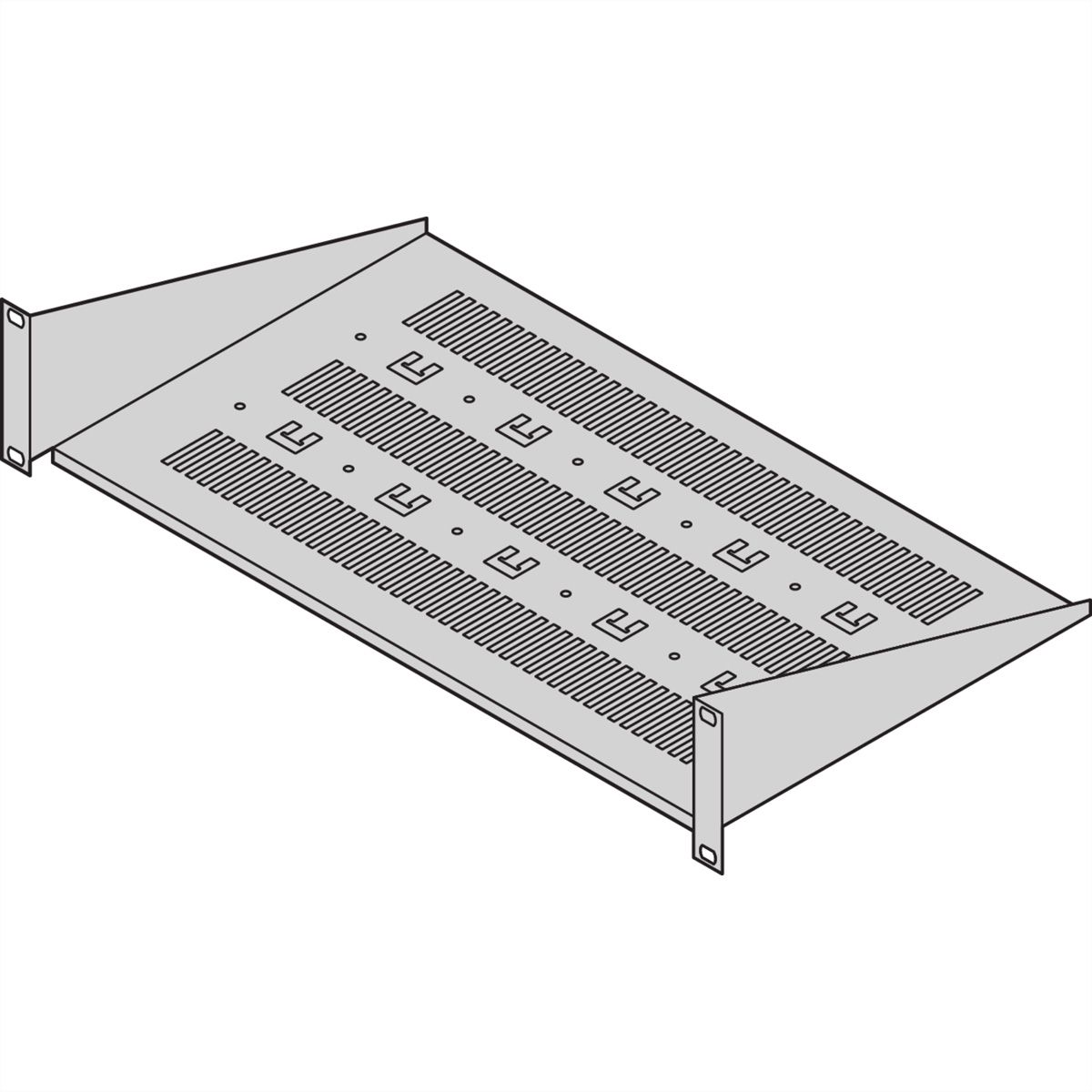 SCHROFF 19"-Geräteträger, Stellfläche 430 x 250mm, RAL7035