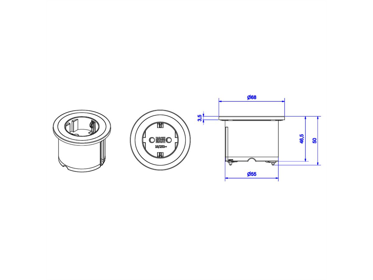BACHMANN PIX 1x contact de protection, 2 m