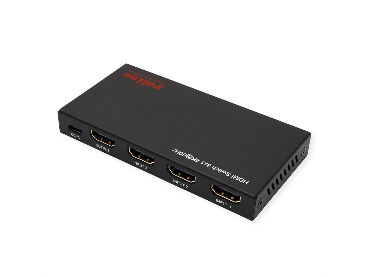 ROLINE 4K HDMI Switch, 3-fach, mit Fernbedienung