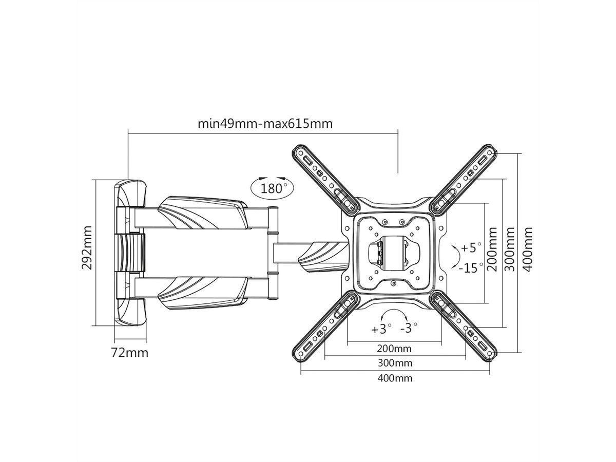 VALUE Support pour écran LCD, montage mural, 4 pivots