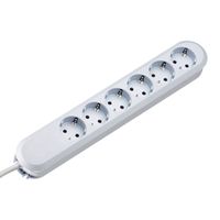 BACHMANN Prise multiple, 6x sans interrupteur, blanche, blanc, 5 m