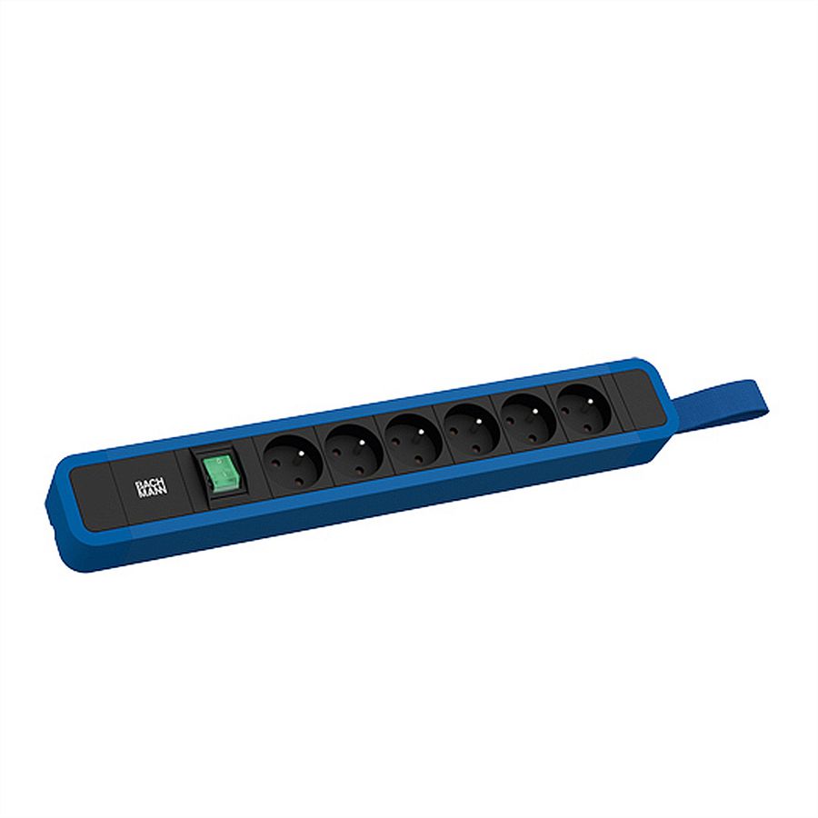 BACHMANN PRIMO 2 6xUTE 1xSchalter mit Schlaufe 2,0m CEE7/7 RAL5010