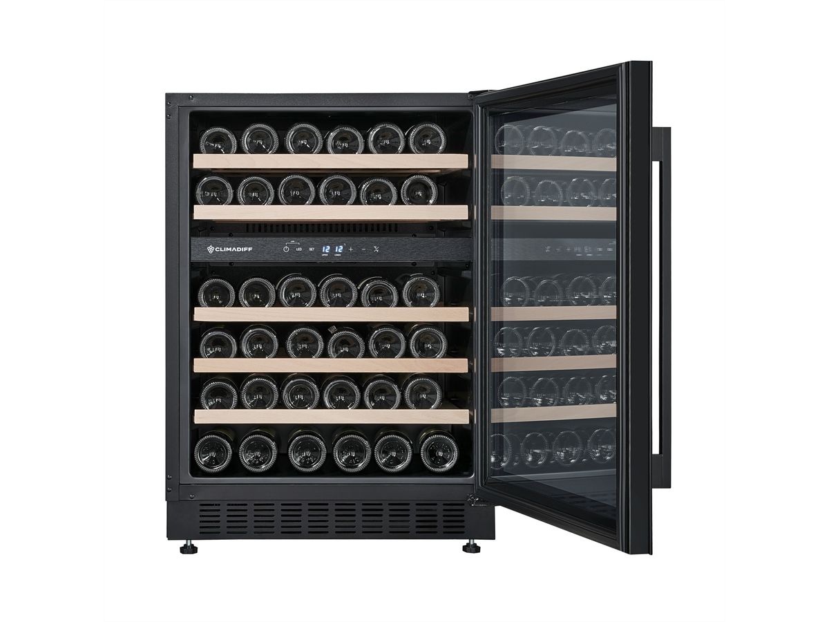 Climadiff Armoire à vin CBU50DZBM, Soubassement, 2 zones, 46 bouteilles