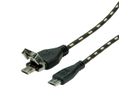 ROLINE GOLD USB 2.0 OTG Kabel, A + Micro B - Micro B, ST/ST, 1 m