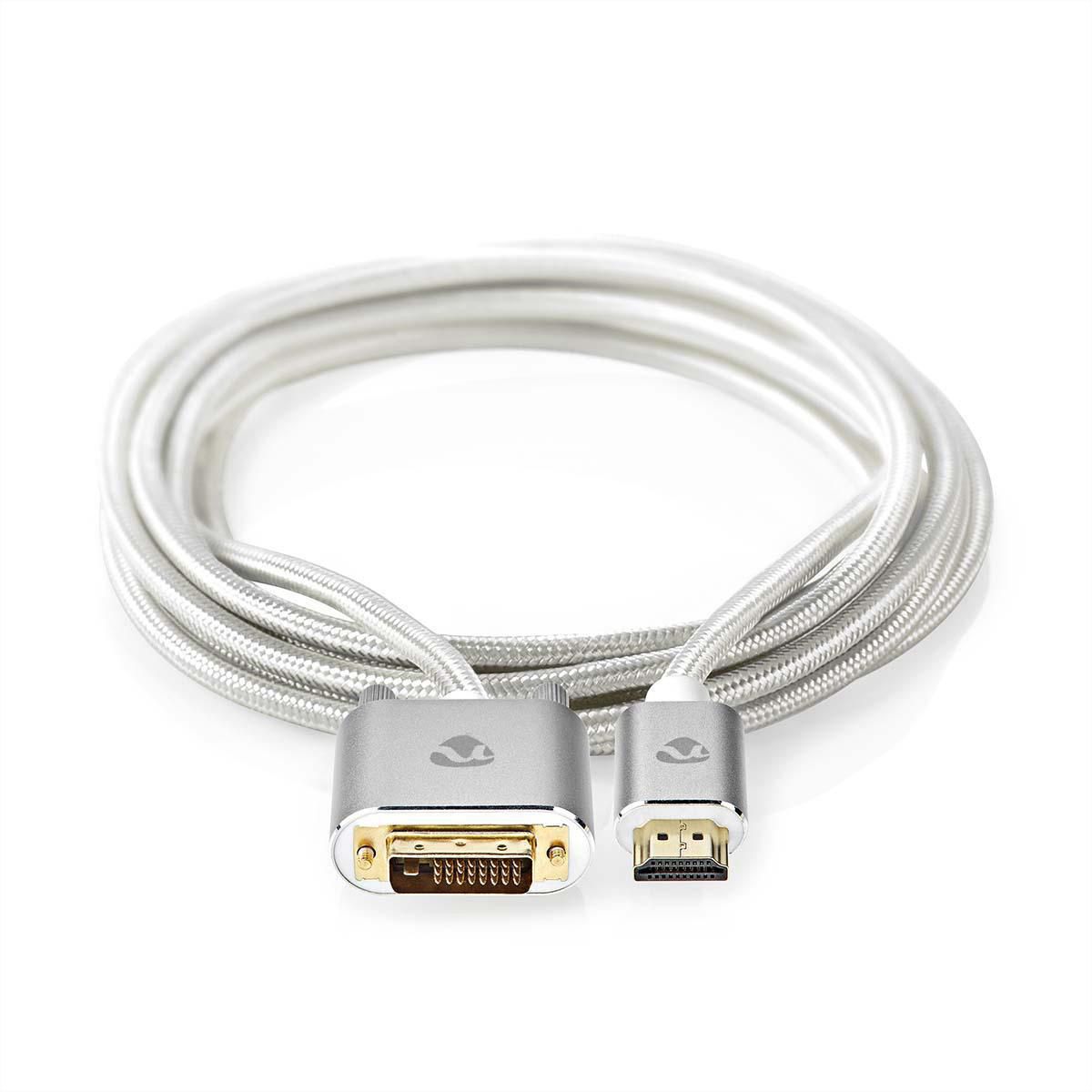 Nedis DVI zu HDMI, ST/ST, silber, 2 m