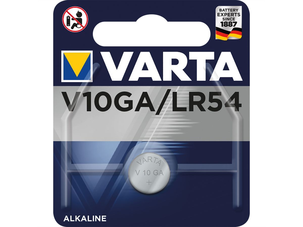 VARTA Alkaline Knopfzelle  LR54, LR1130, V10GA, 1,5V, 50mAh