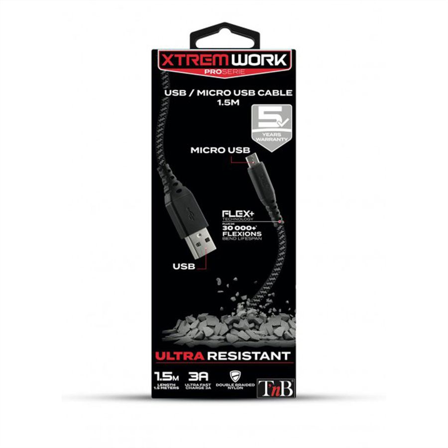 T'NB XW1.5M USB/Micro USB Kabel, schwarz/grau, 1.5 Meter
