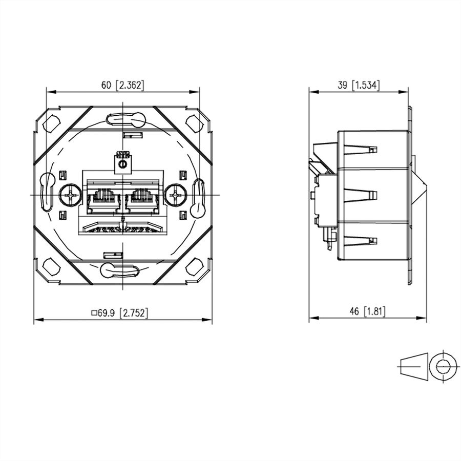METZ CONNECT E-DAT C6A LSA++ Dose, 2 Port, UP0, metallisch