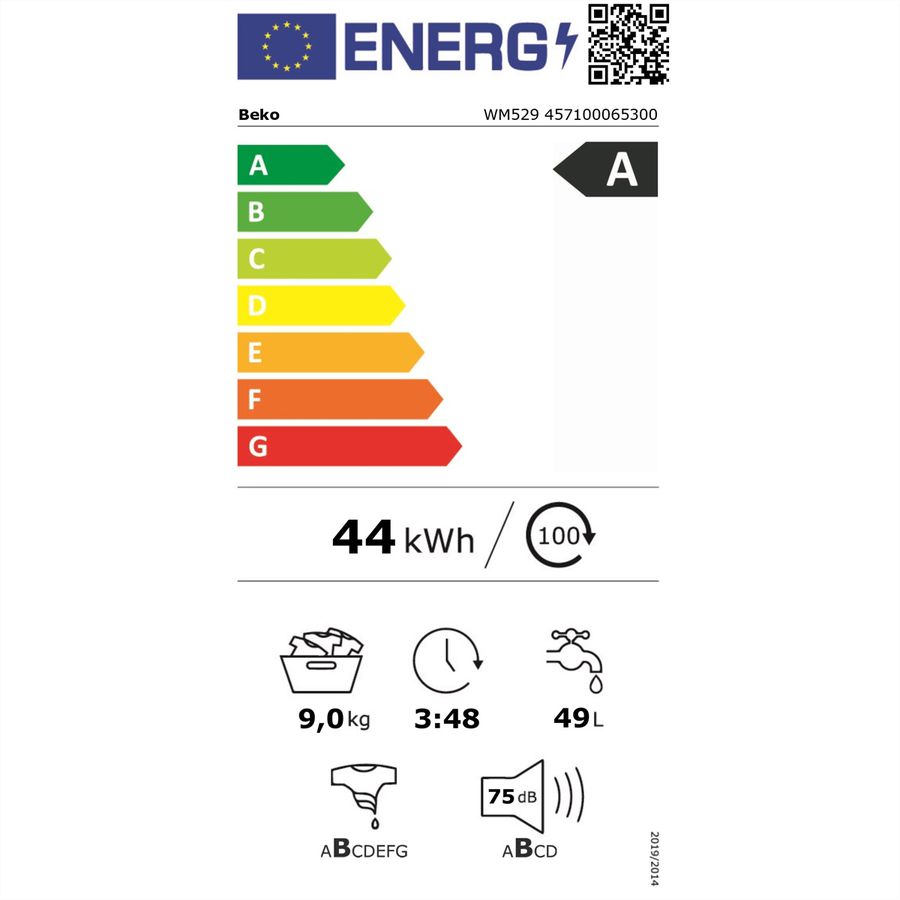 Beko lave-linge WM520, 9kg, A-10%, manhattan gray