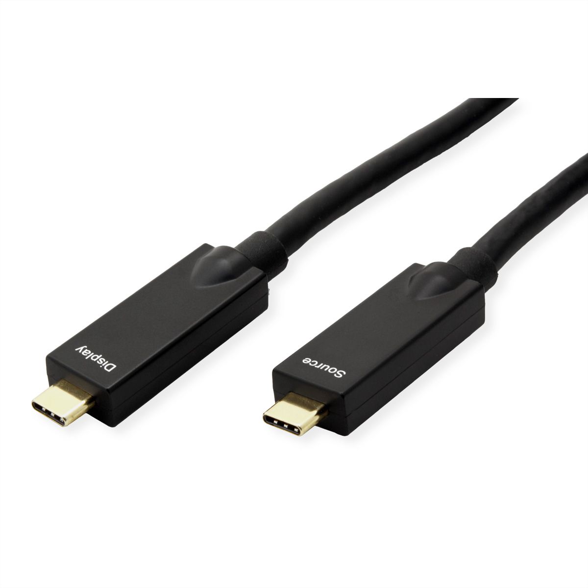 ROLINE USB 3.2 Gen 2 Kabel, AOC, C-C, ST/ST, 10Gbit/s, 4K60Hz, PD (Power Delivery) 60W, schwarz, 10 m