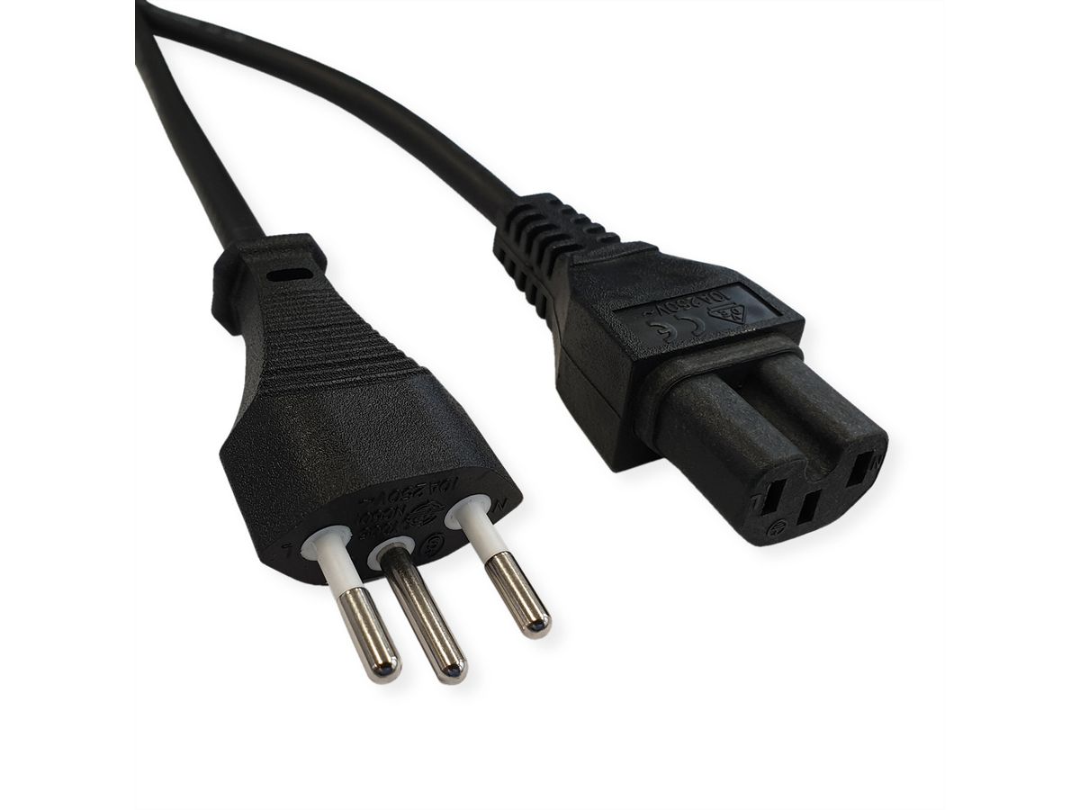 VALUE Câble d'alimentation  T12 vers C15, noir, 1,8 m