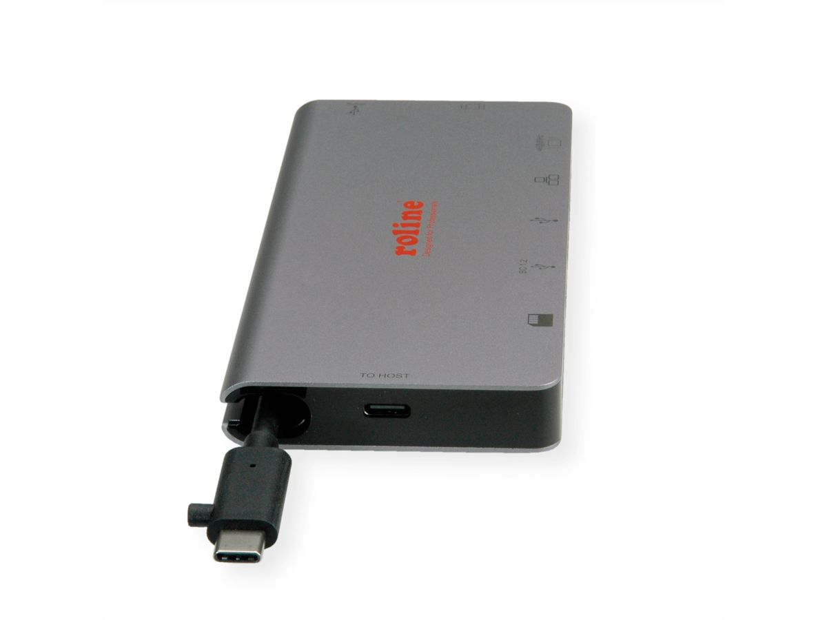 ROLINE Station d'accueil USB type C, HDMI  4K, VGA, 2x USB 3.2 Gen 1, 1x LAN, 1x PD, 1 lecteur de carte