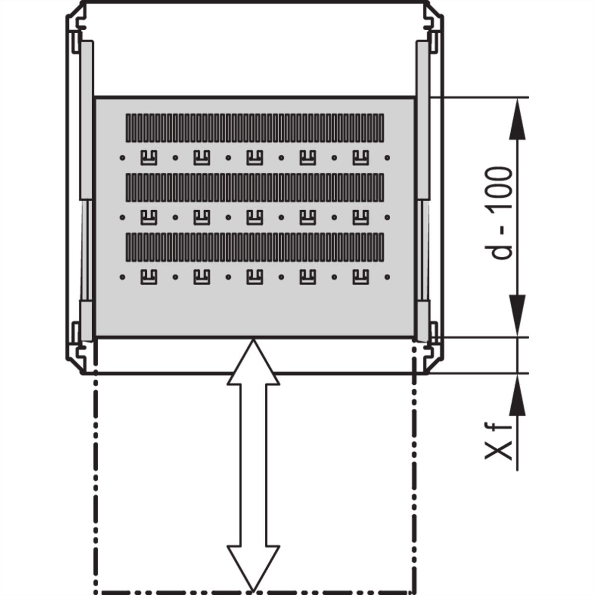 SCHROFF 19''- / Gestell- Fachboden ausziehbar, verkürzt um 100 mm - 19"FA AUS 2HE C=700 RED 7021