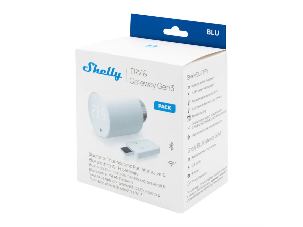 Shelly BLU TRV Vanne thermostatique & Gateway Gen3