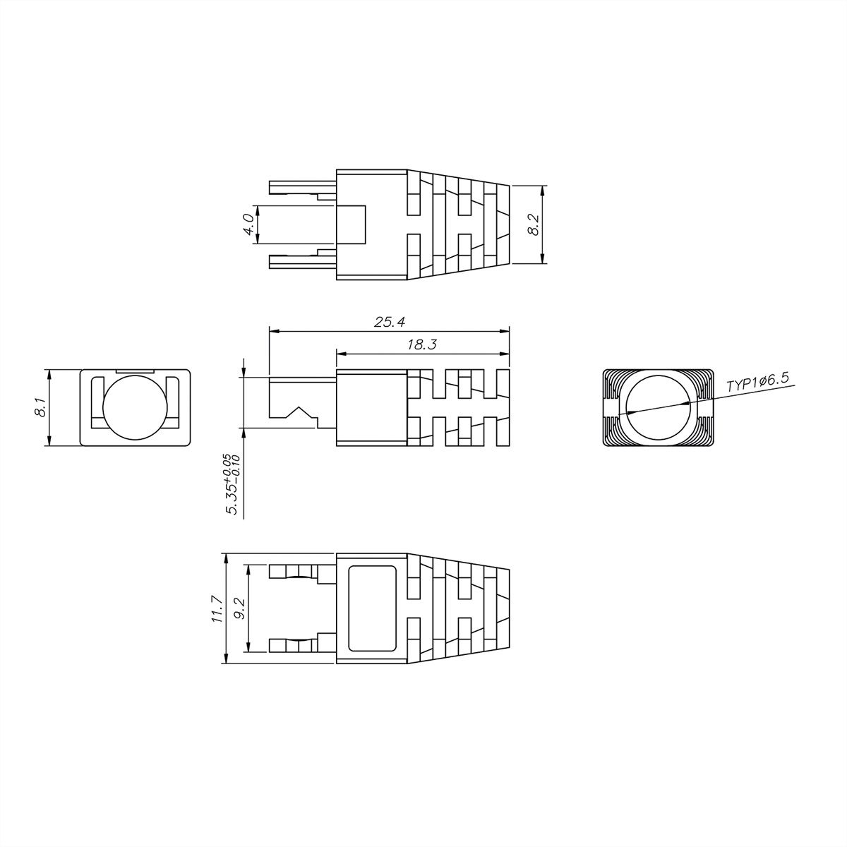 ROLINE Capuchon pour fiche RJ-45 EASY Passthrough, 10 pièces, pour connecteurs 21.17.3146/.3147, transparent