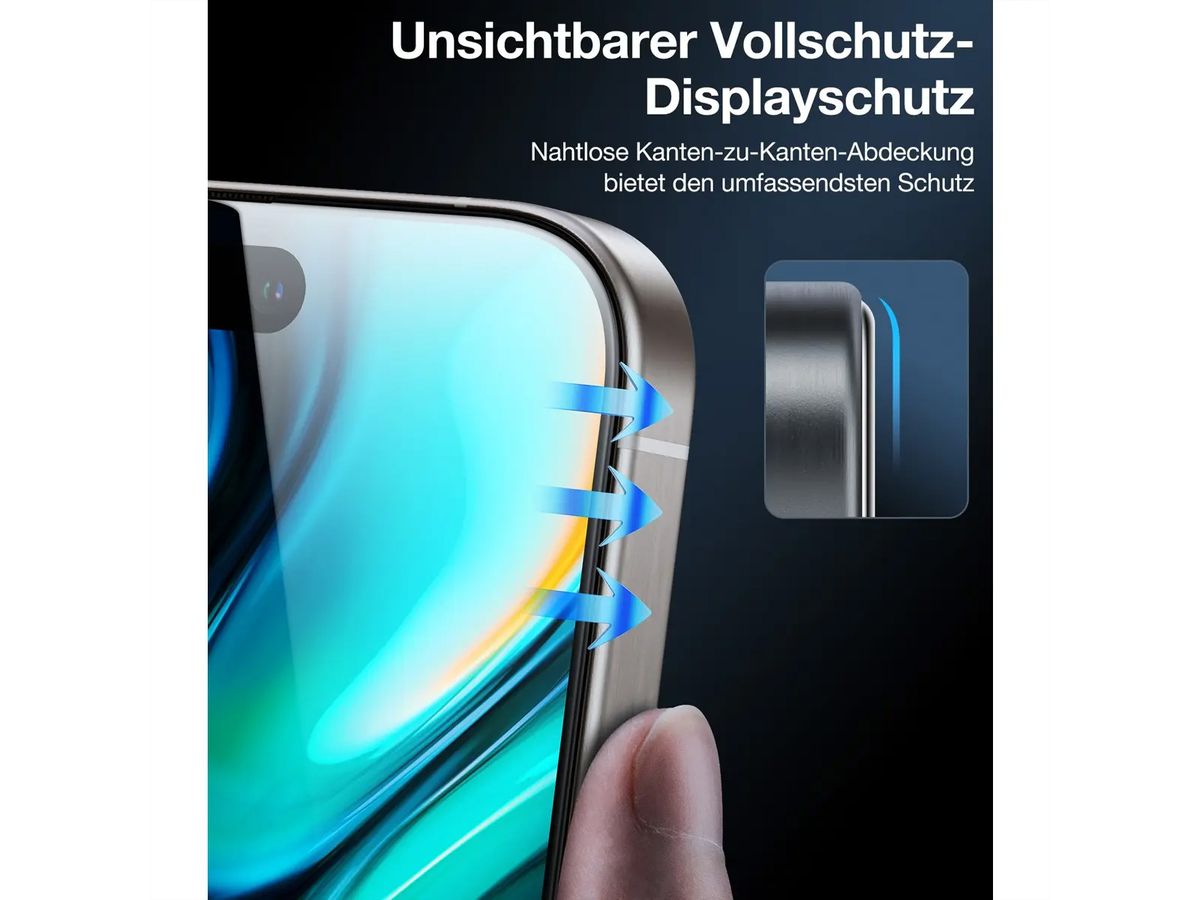 Torras Install Master Displayschutz, Privacy, iPhone 16 Pro Max, transparent