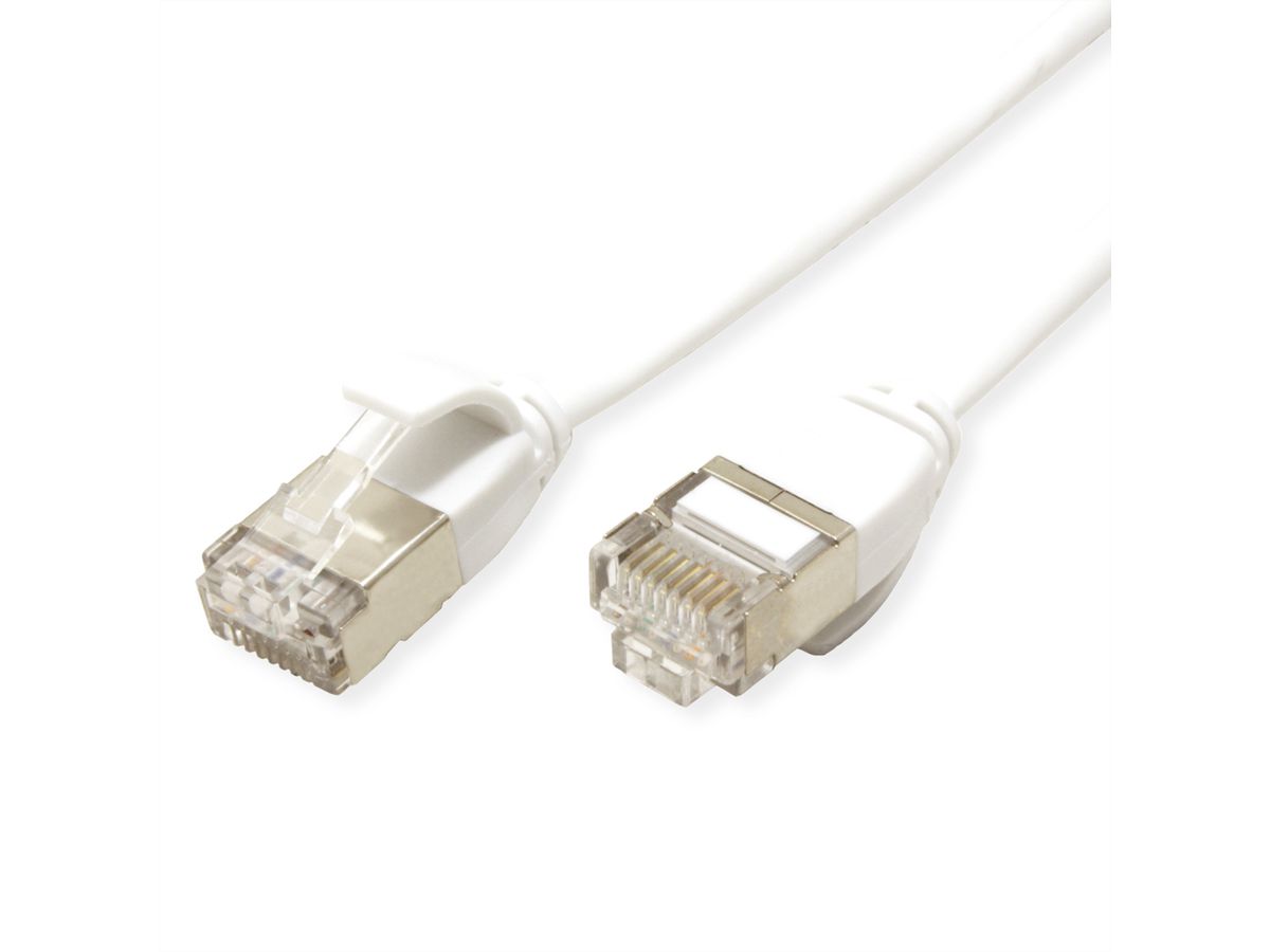 ROLINE Câble Data Center U/FTP Cat.7, avec connecteurs RJ45, 500 MHz (Classe EA), LSOH, slim, blanc, 1,5 m