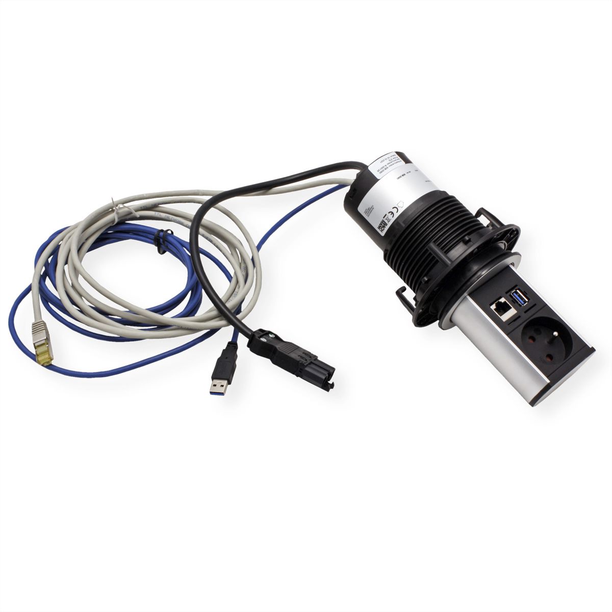 BACHMANN ELEVATOR 1xUTE 1xUSB 1xCAT6A 0,5m GST18 Aluprofil eloxiert