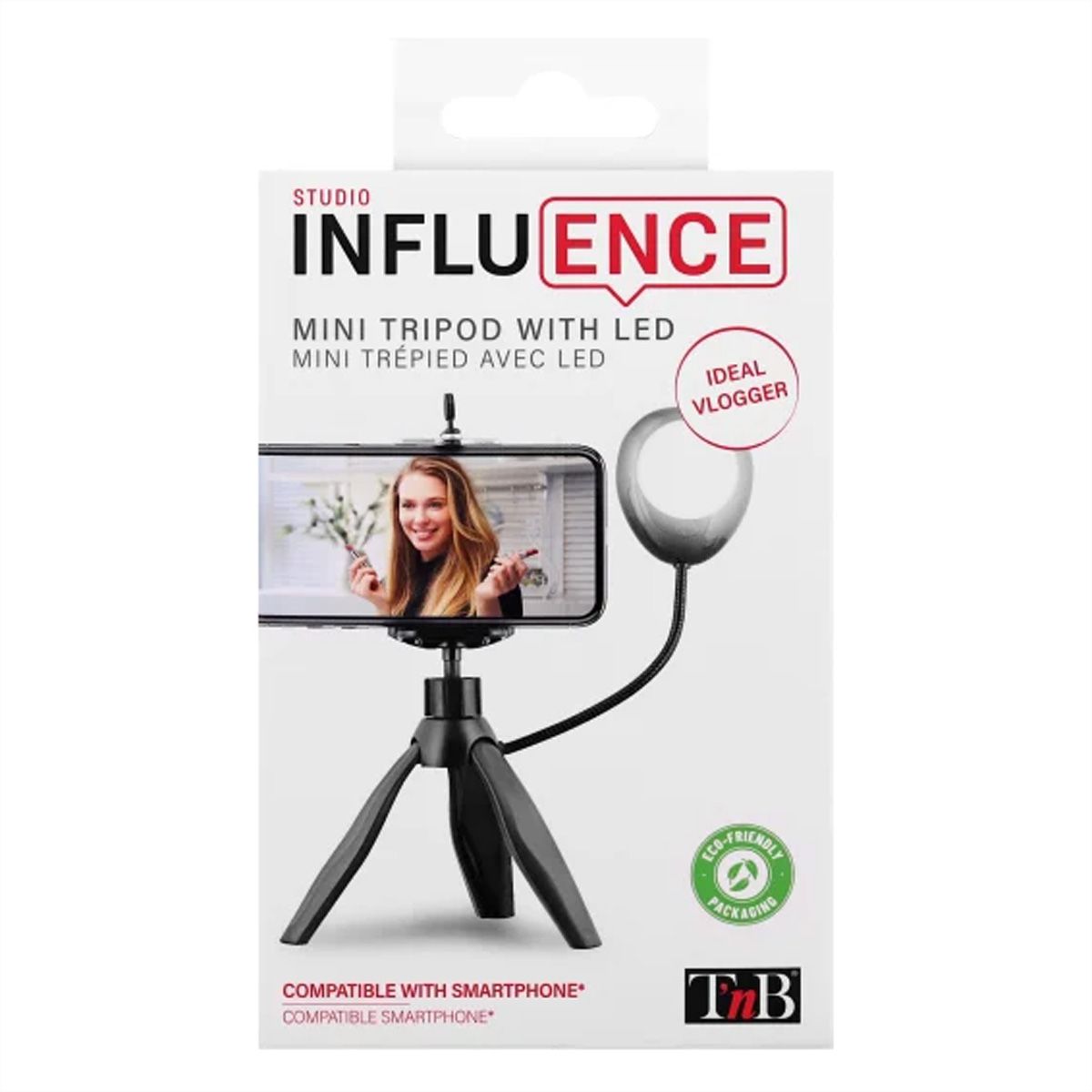 T'nB Influence mini Tripod mit LED 7500k,20cm hoch, 3 modis, 360°