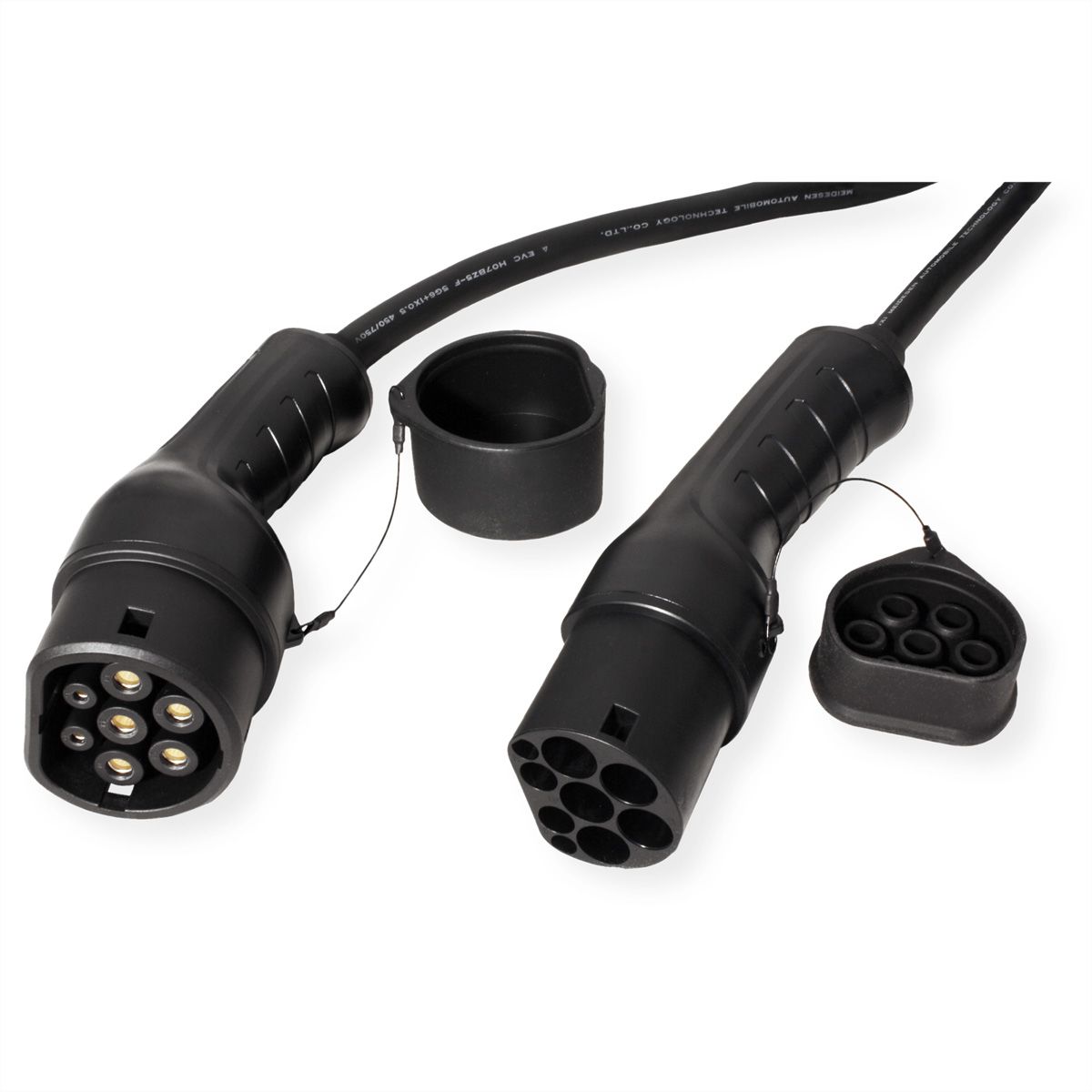 ROLINE E-Auto Spiral-Ladekabel Typ2, 3-phasig, 480VAC (3P+N+E), 16 A, 11 kW, max. 2m
