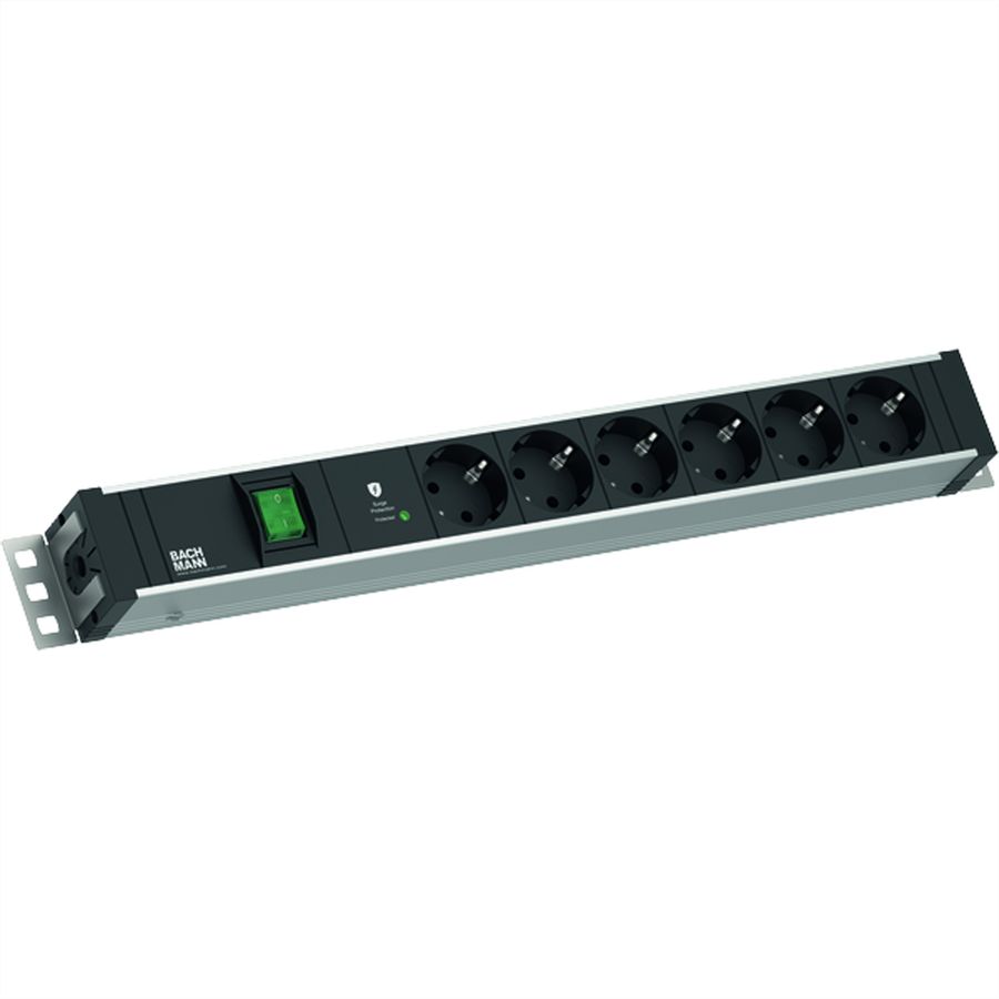 BACHMANN 19" 1,5UH 6xCEE7/3 1xcommutateur 1xSPD-Plus 2,0m CEE7/7