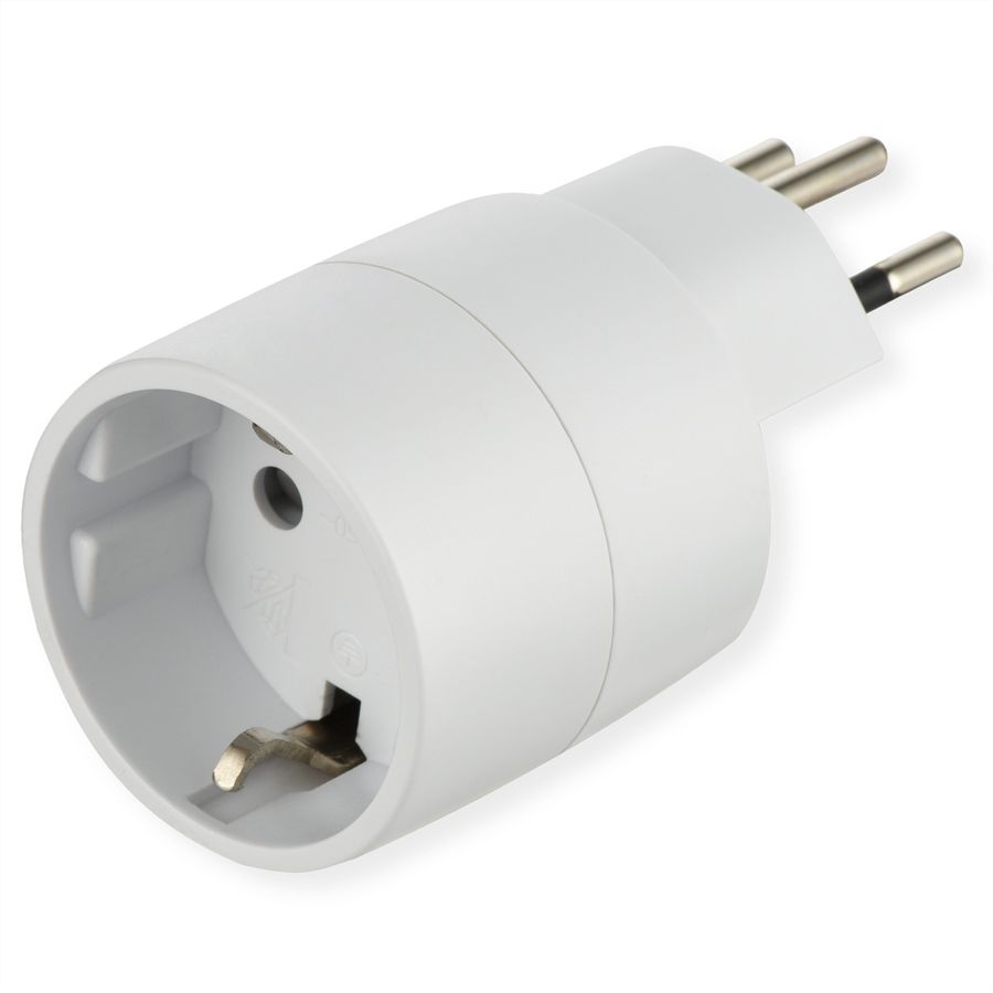 Reiseadapter CH/D NO BLOCK, Stecker T12/Schutzkontakt-Buchse, weiss