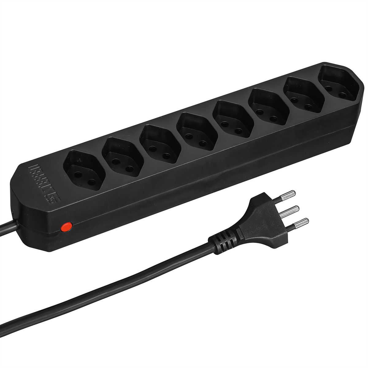Steffen Bâti de prises Compact 8x, sans interrupteur, noir, 1.5m
