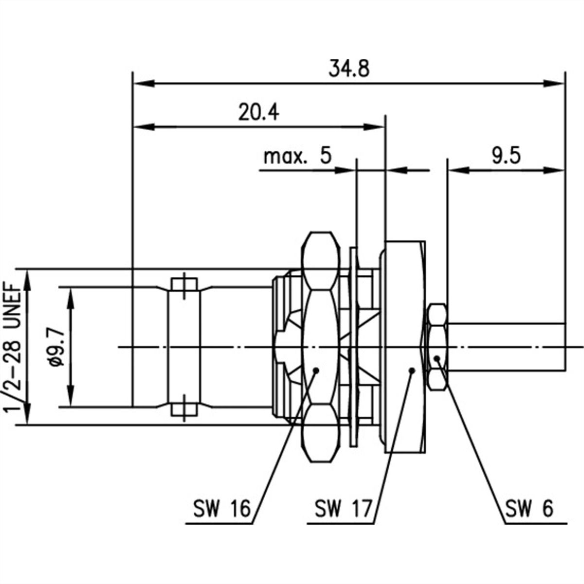 TELEGÄRTNER Prise d'installation de câble BNC 75 Ohm, pour sertissage RG179