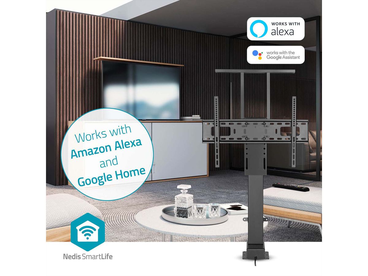 Nedis SmartLife motorisierter TV-Lift 37–80" schwarz, Einbau, 60 kg, 79–184 cm Hub