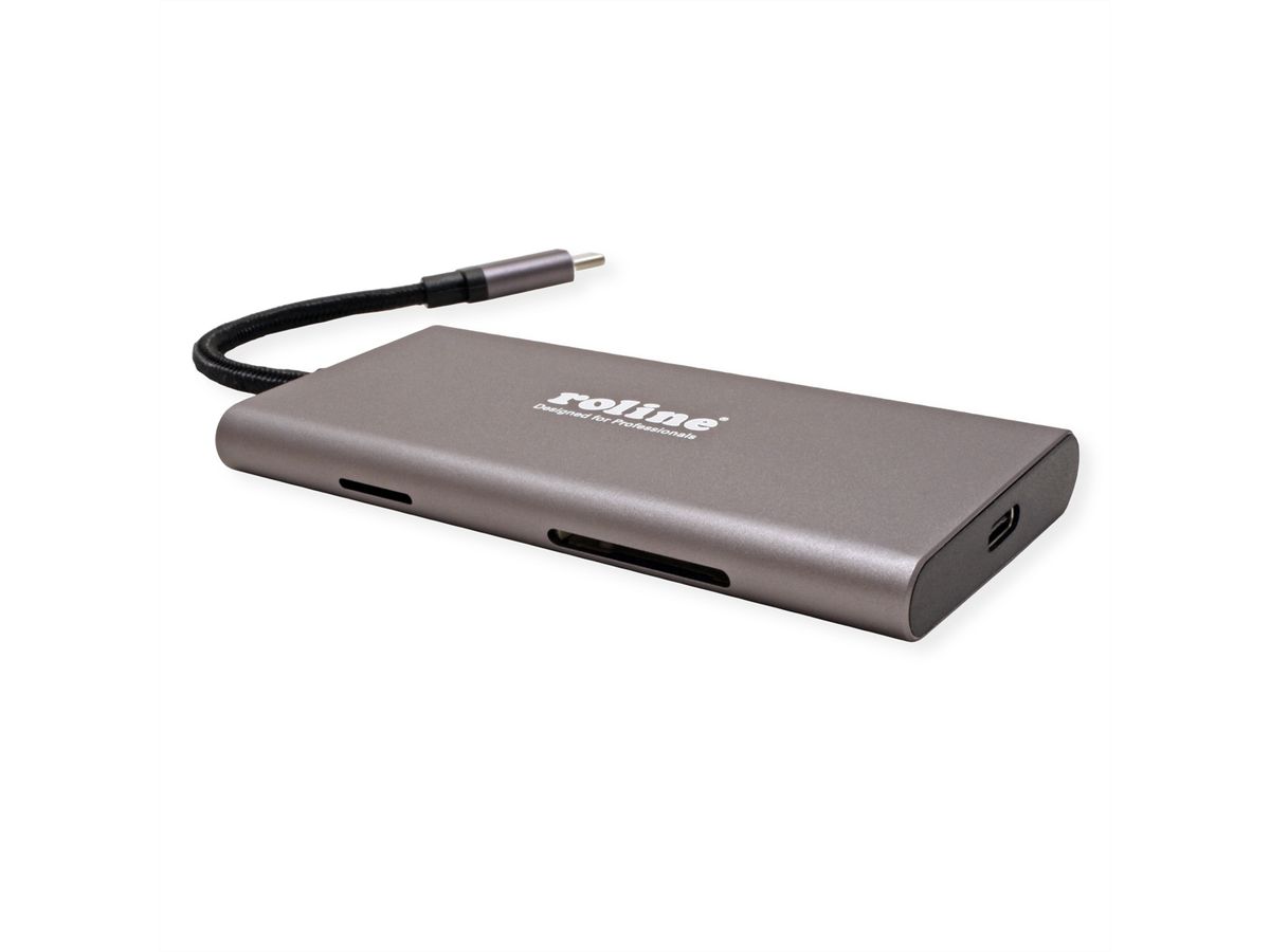 ROLINE USB Typ C Dockingstation, 4K HDMI, 3x USB, SD/MicroSD Kartenleser, PD
