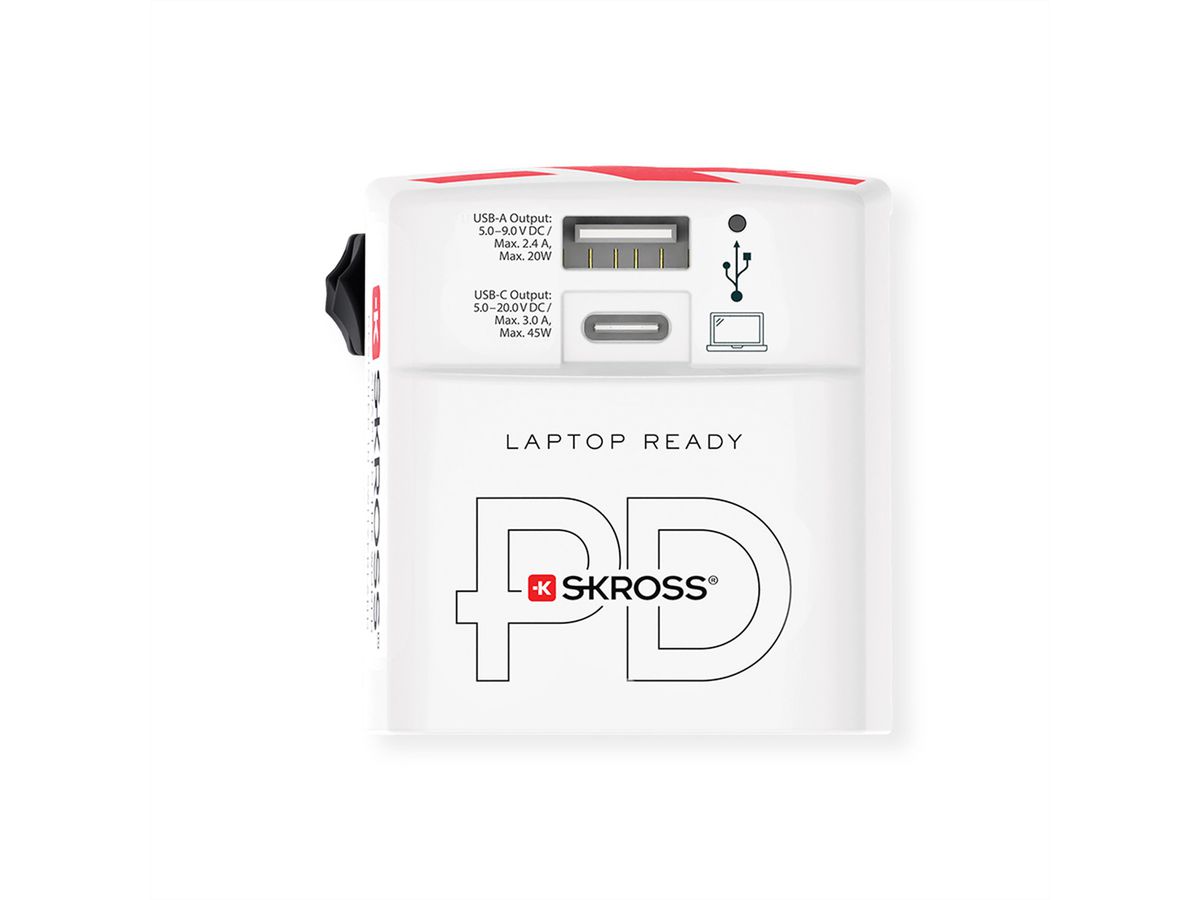 SKROSS Chargeur USB universel A/C 45PD avec câble USB-C, monde