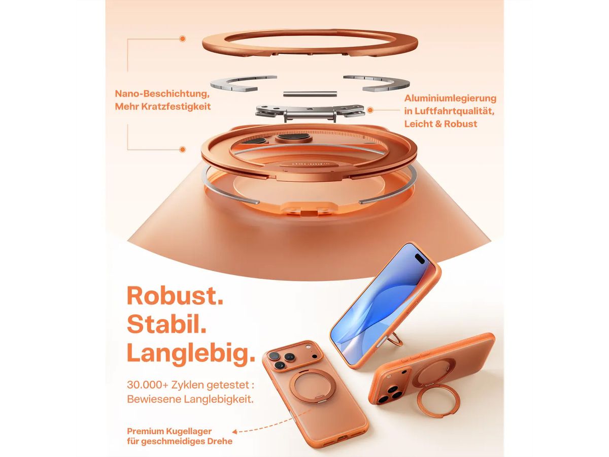 Torras Ostand R Fitness Case, iPhone 17 Pro, MagSafe, orange