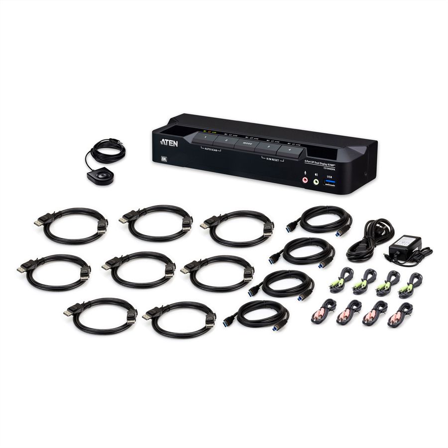 ATEN CS1944DPA Commutateur KVMP à 4 ports USB 3.0, DisplayPort 8K, double écran