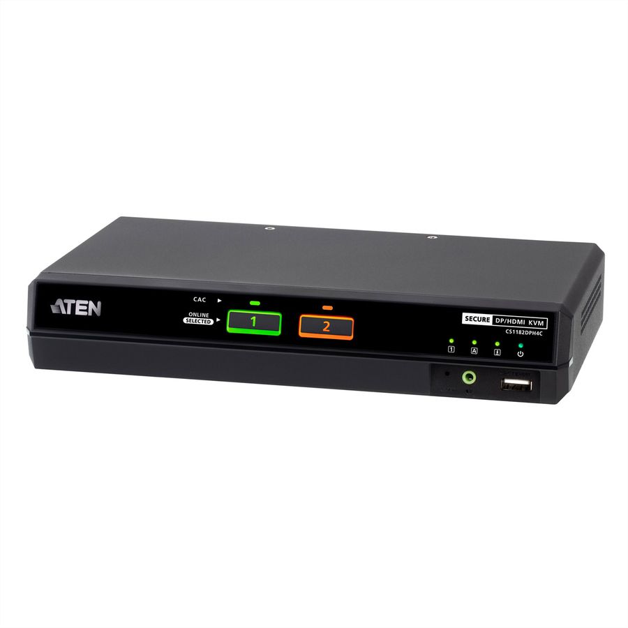ATEN CS1182DPH4C 2-Port USB 5K DP/HDMI, Single Display Universal Secure KVM Switch mit CAC