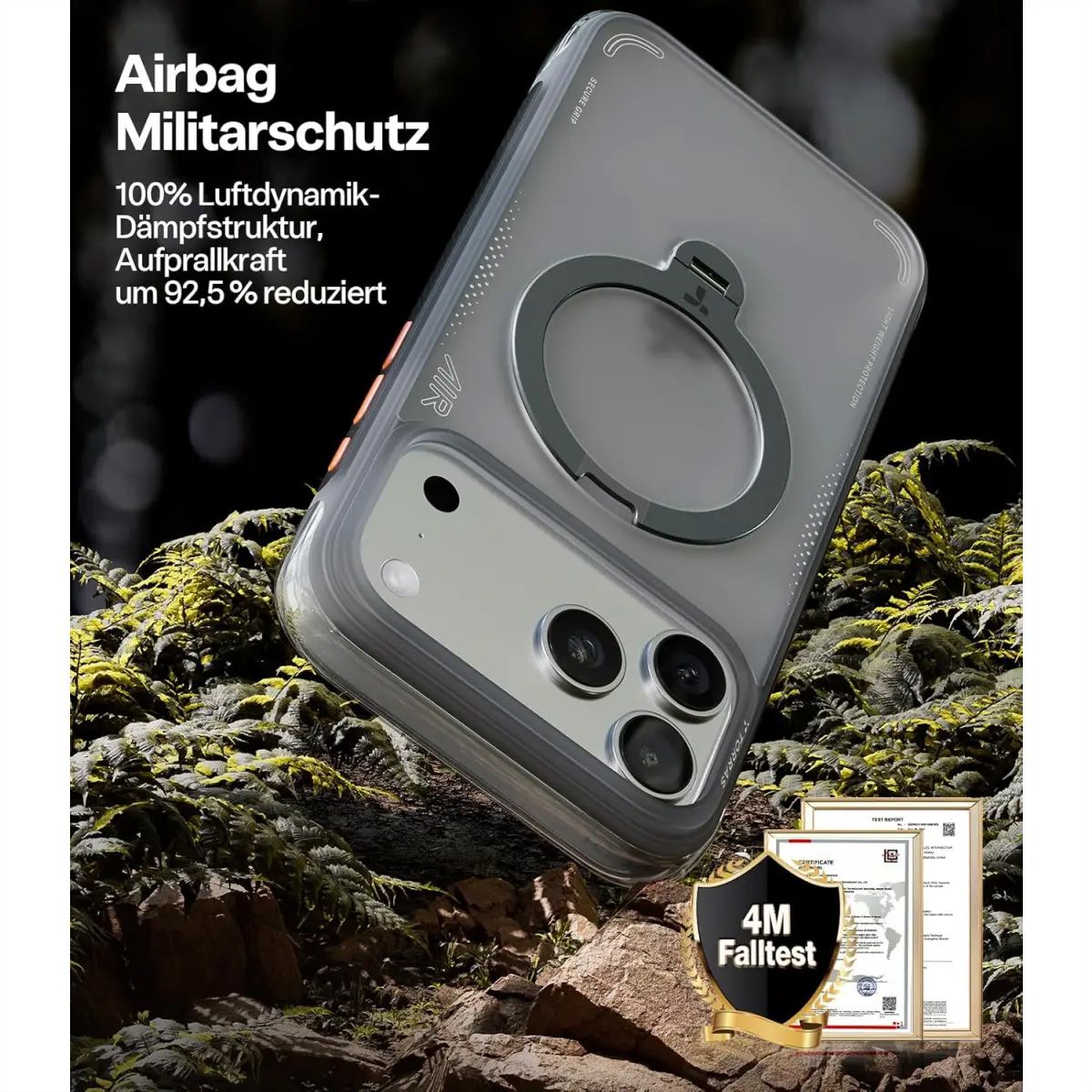 Torras Ostand Q3 Air Case, iPhone 17 Pro, MagSafe, noir