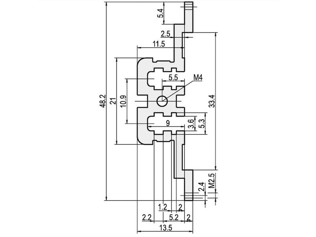 SCHROFF Modulschiene mitte, Typ MZ - MODULSCH. MITTE 63TE MZ