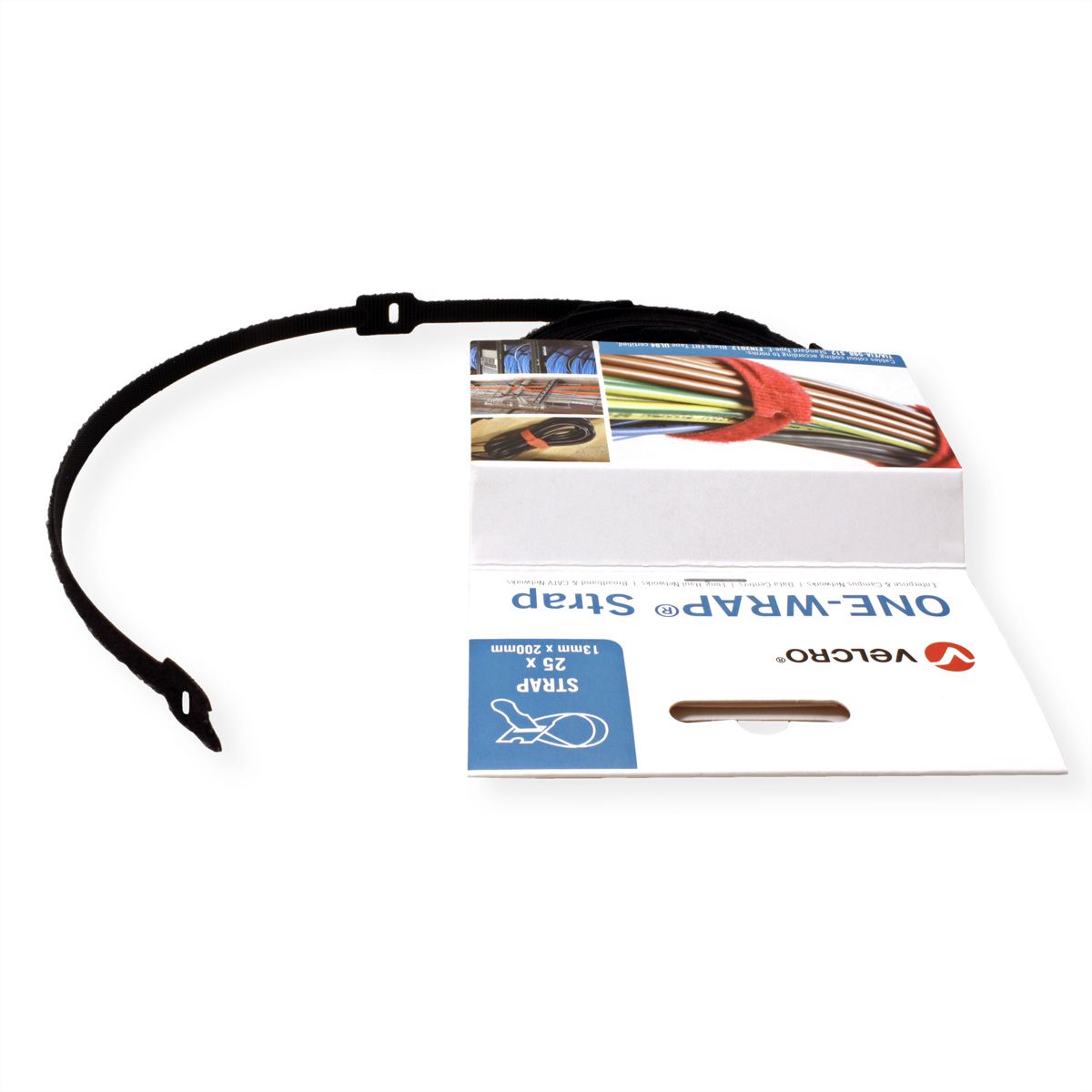 VELCRO® One Wrap® Strap 13mm x 200mm, 25 pièces, ignifugé, noir