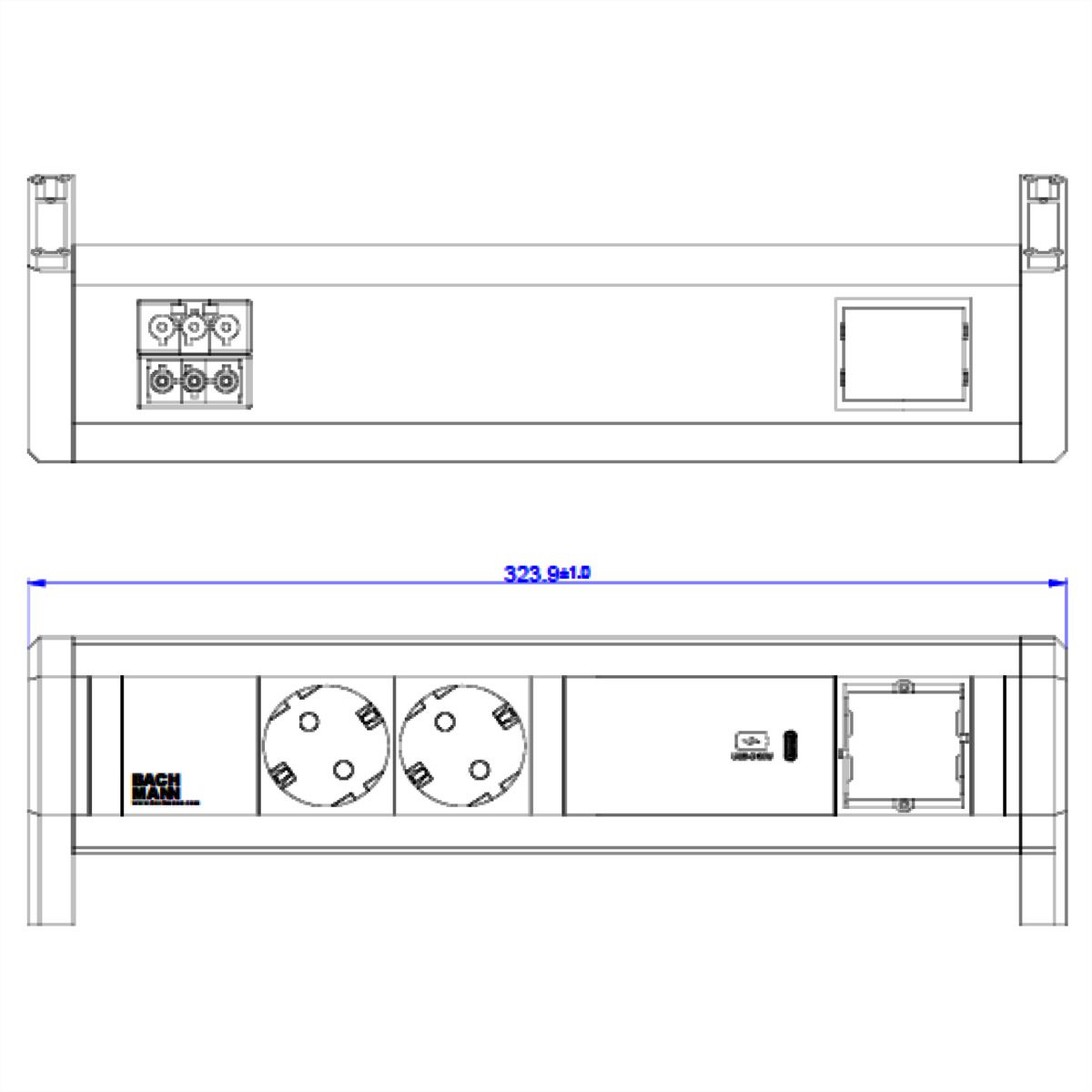 BACHMANN DESK 2x contact de protection USB C